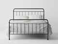 Cama doble de metal 207 x 157 x 110 cm - negro carbón - barrotes con remates clásicos