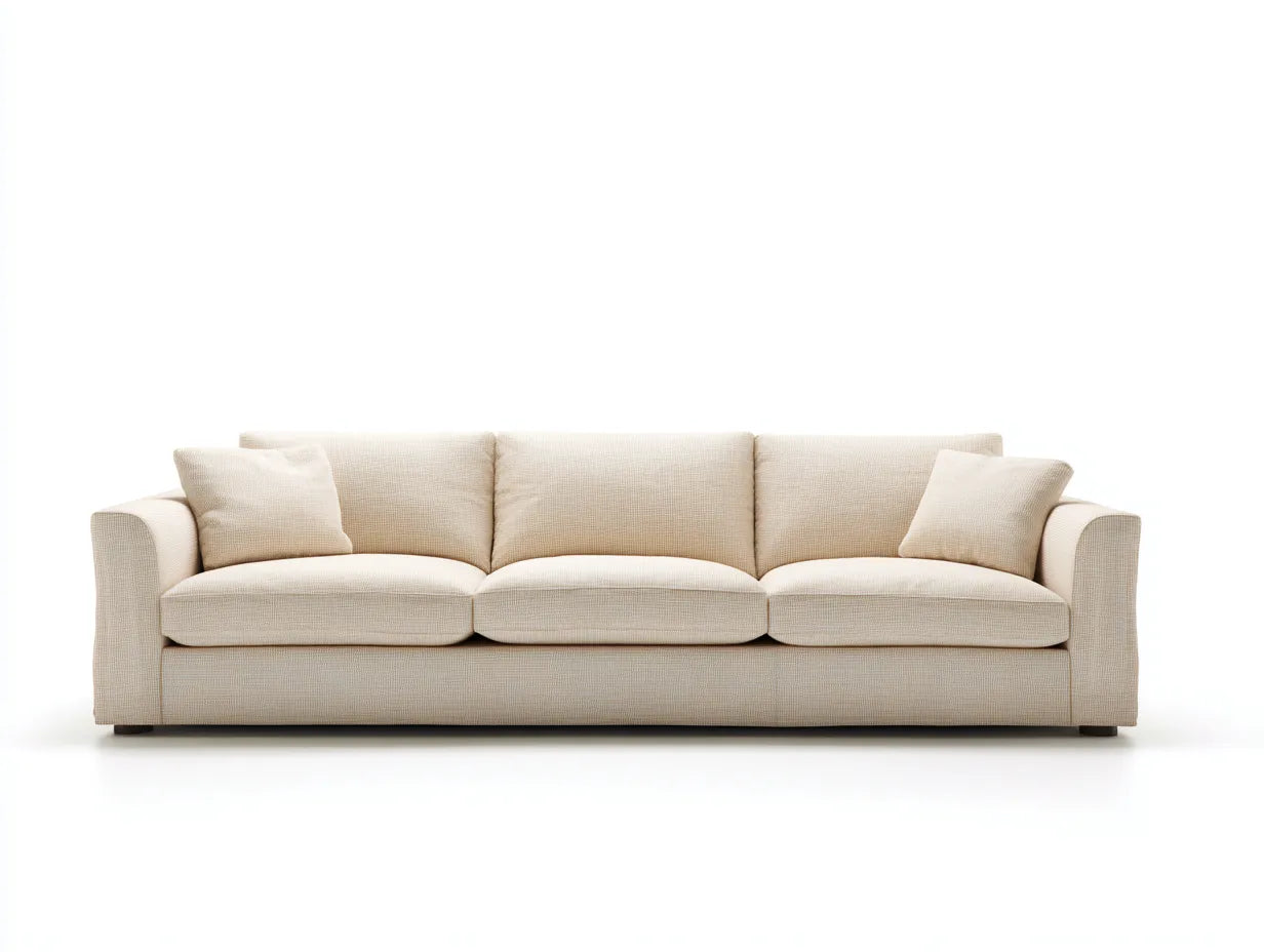 Sofá de 3 plazas de tejido 238×90×83 cm - beige y negro - patas metálicas elevadas
