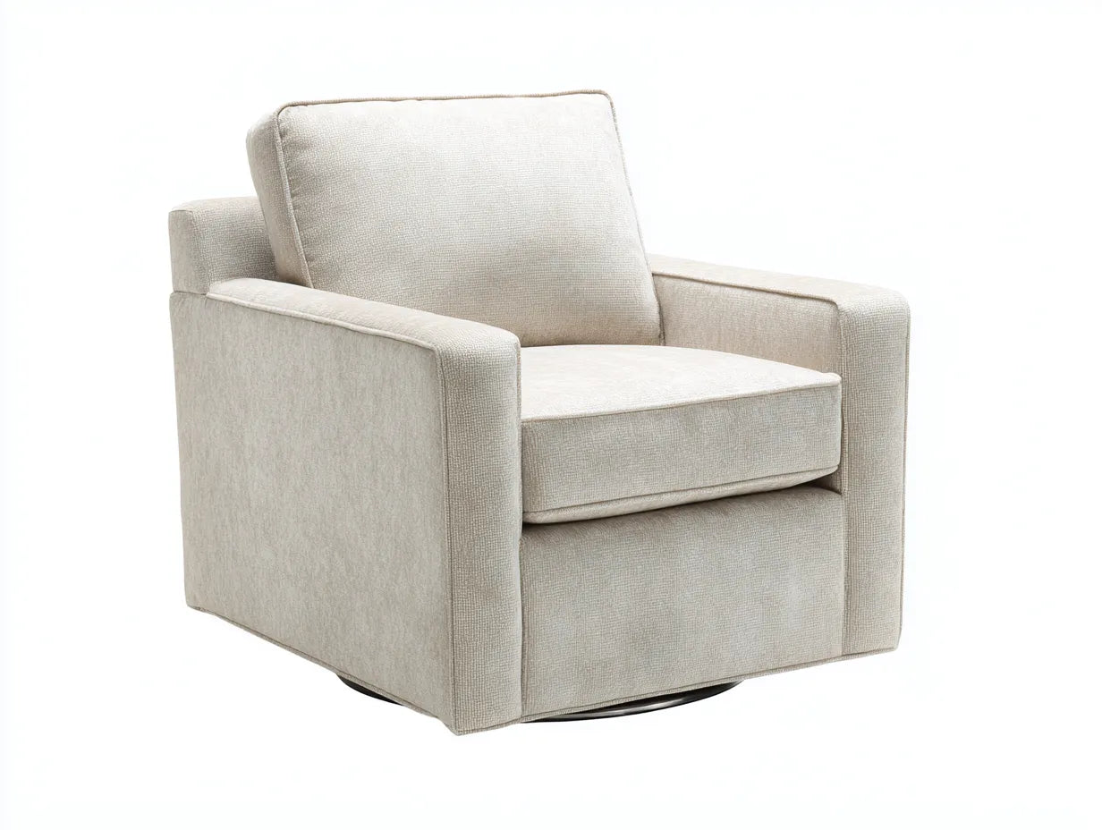 Sillón reclinable giratorio de tejido 85×87×86 cm - blanco roto - diseño cúbico