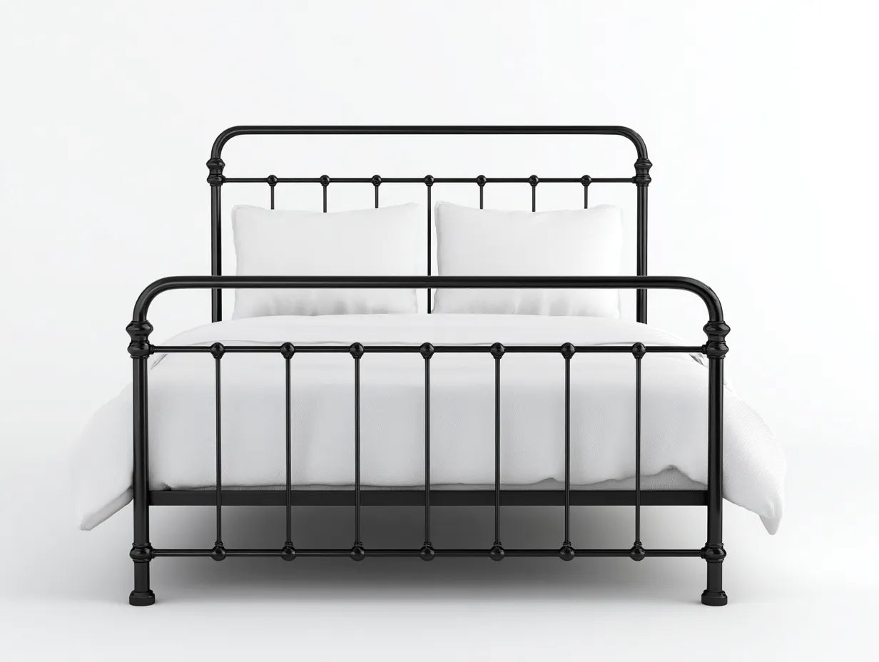 Cama doble de metal 200×160×108 cm - negro grafito - cabecero arqueado para dormitorio