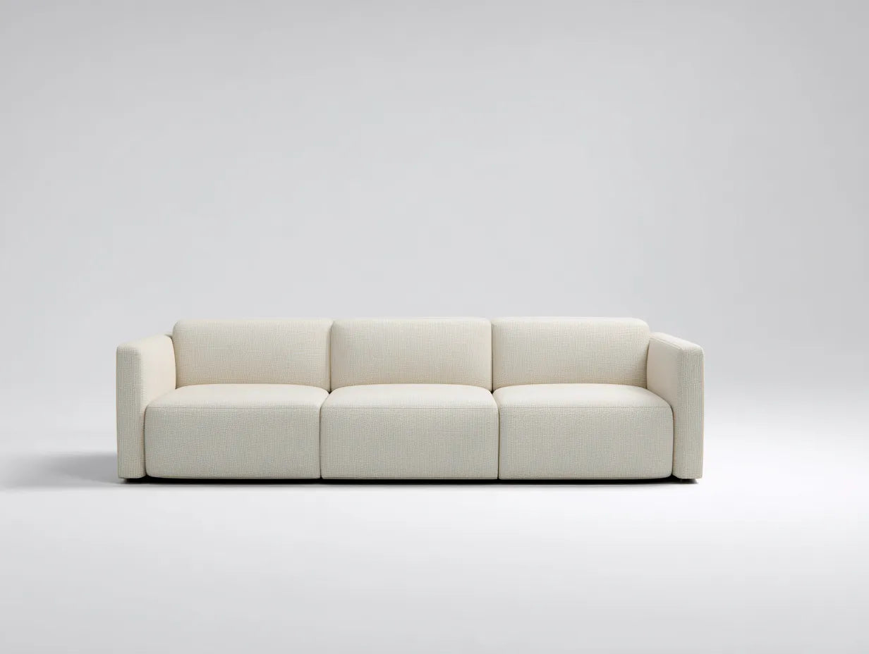 Sofá de 3 plazas tapizado 240 x 90 x 80 cm - marfil negro y dorado - base metálica elevada