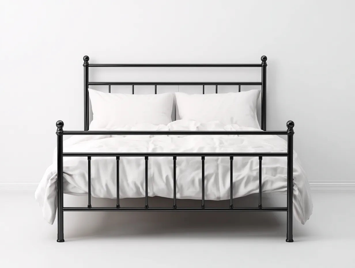 Cama doble de metal 210 x 168 x 115 cm - negro grafito - estructura abierta de líneas rectas