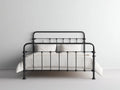 Cama doble de acero 200×160×109 cm - negro mate - líneas rectas con barrotes verticales