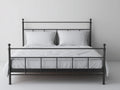 Cama doble de acero 200×160×112 cm - negro satinado - piecero alto con detalle de esferas