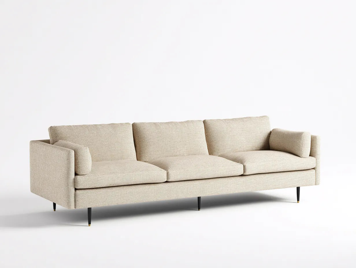 Sofá de 3 plazas tapizado en tejido tipo lino 225×96×82 cm - beige - estilo relajado