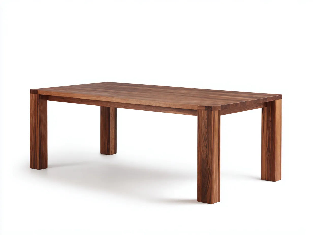 Mesa de comedor de madera 180 x 90 x 75 cm - nogal oscuro - veta contrastada para cocina
