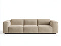 Sofá de 3 plazas tapizado 238 x 92 x 78 cm - beige lino y plateado - patas metálicas elevadas