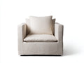 Sillón reclinable tapizado 88 x 90 x 86 cm - crema y madera natural - patas elevadas para salón