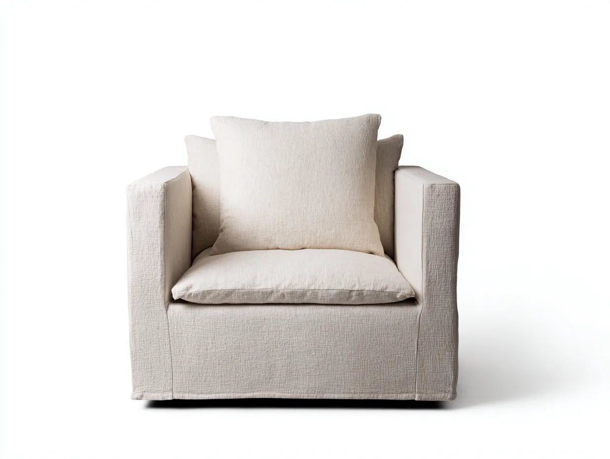 Sillón reclinable tapizado 88 x 90 x 86 cm - crema y madera natural - patas elevadas para salón