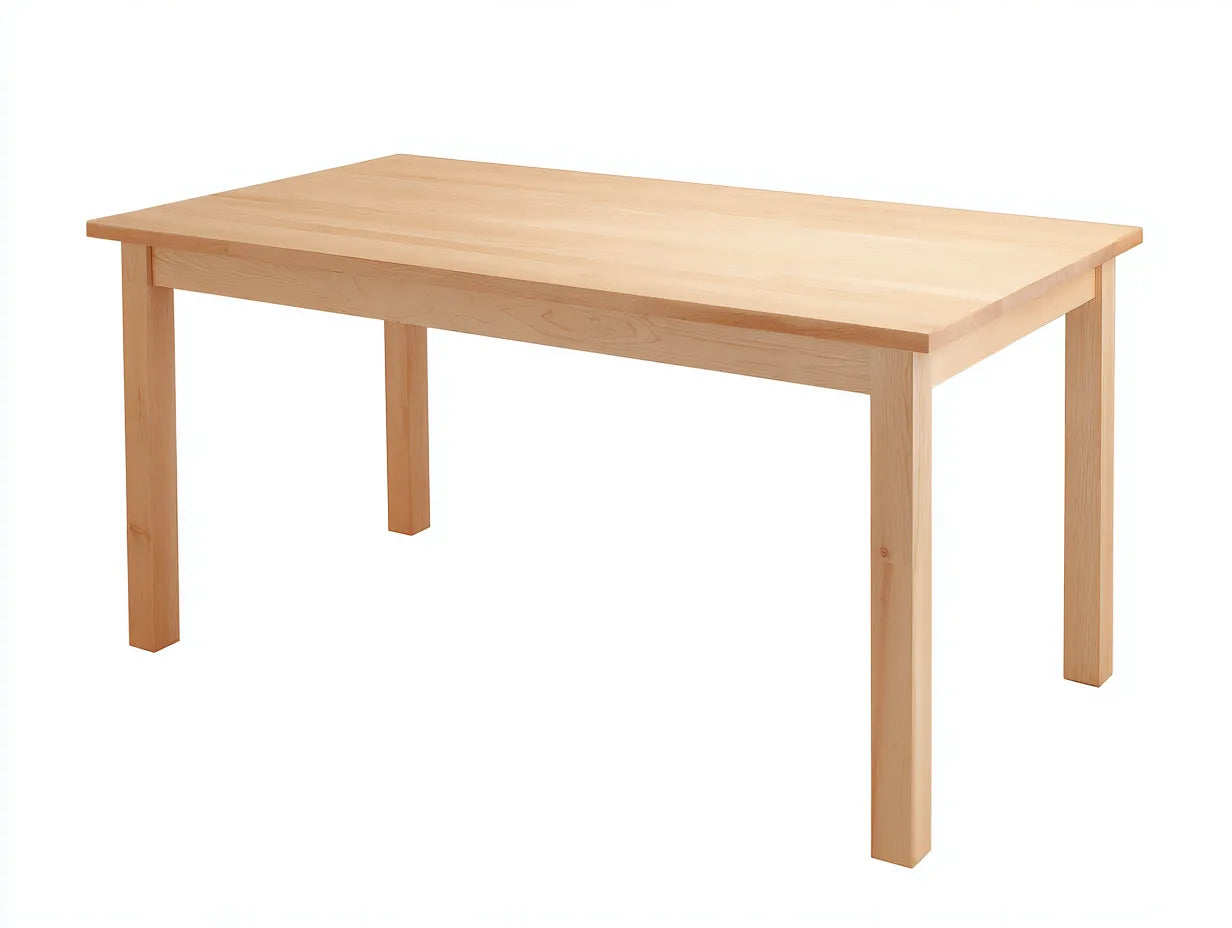 Mesa de comedor de madera 150×80×75 cm – pino natural – patas estilizadas para cocina