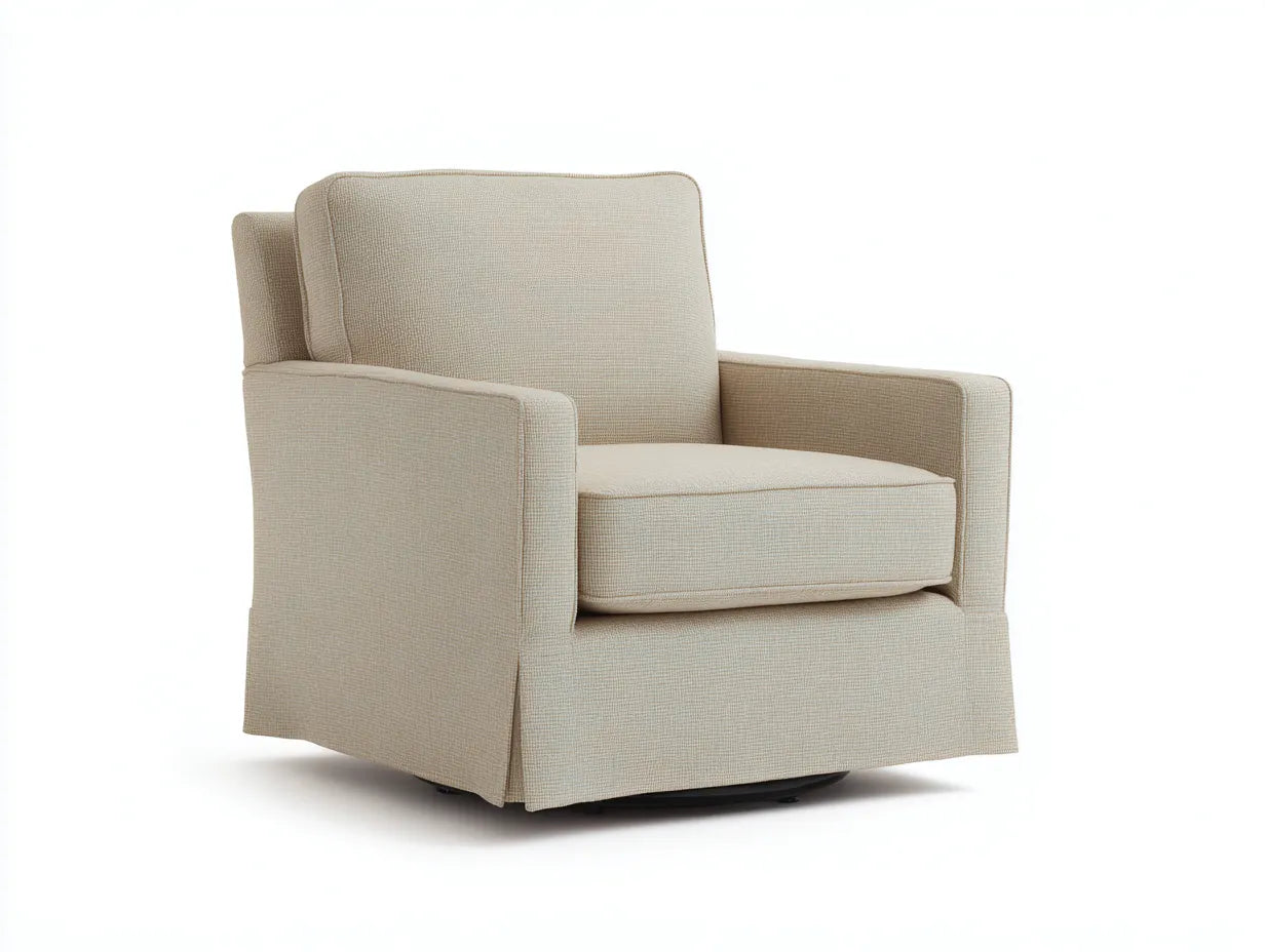 Sillón reclinable giratorio tapizado 87×89×90 cm - beige claro - respaldo inclinado