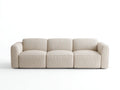 Sofá de 3 plazas tapizado efecto piel 215×88×84 cm - blanco y madera natural - respaldo capitoné