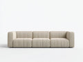 Sofá de 3 plazas tapizado 255 x 105 x 74 cm - beige tostado - base baja de volumen ancho
