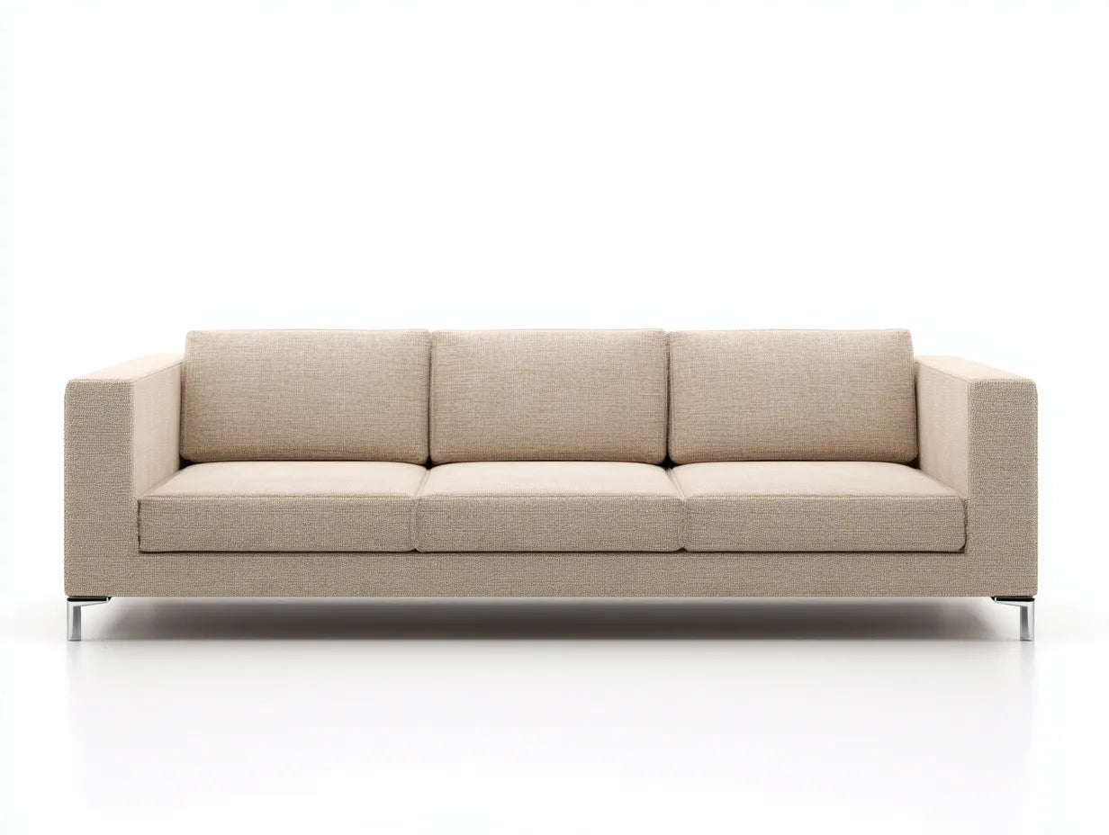 Sofá de 3 plazas tapizado 250 x 100 x 72 cm - crema - diseño modular de perfil bajo