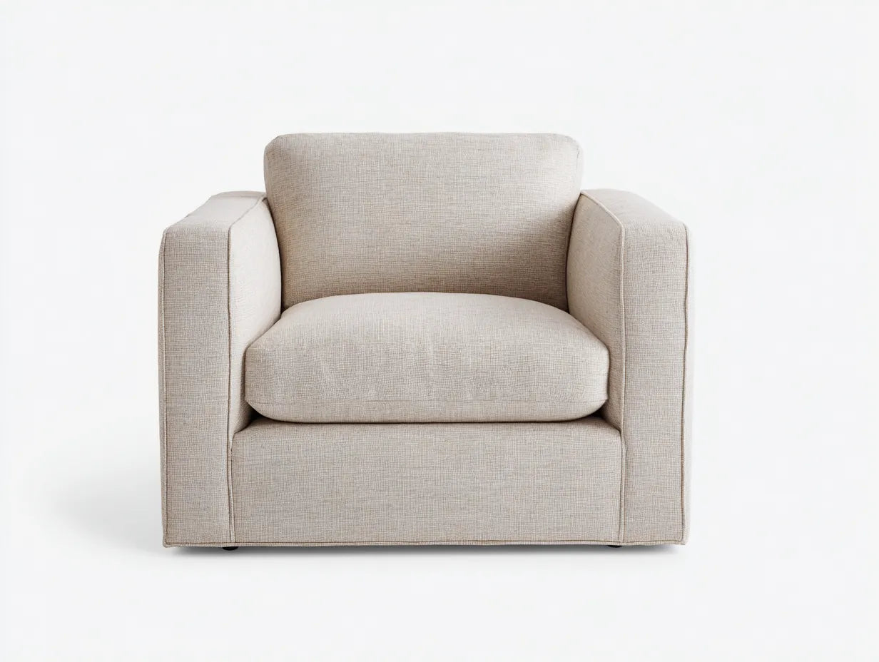 Sillón reclinable tapizado 91 x 95 x 90 cm - lino natural - base cubierta para salón