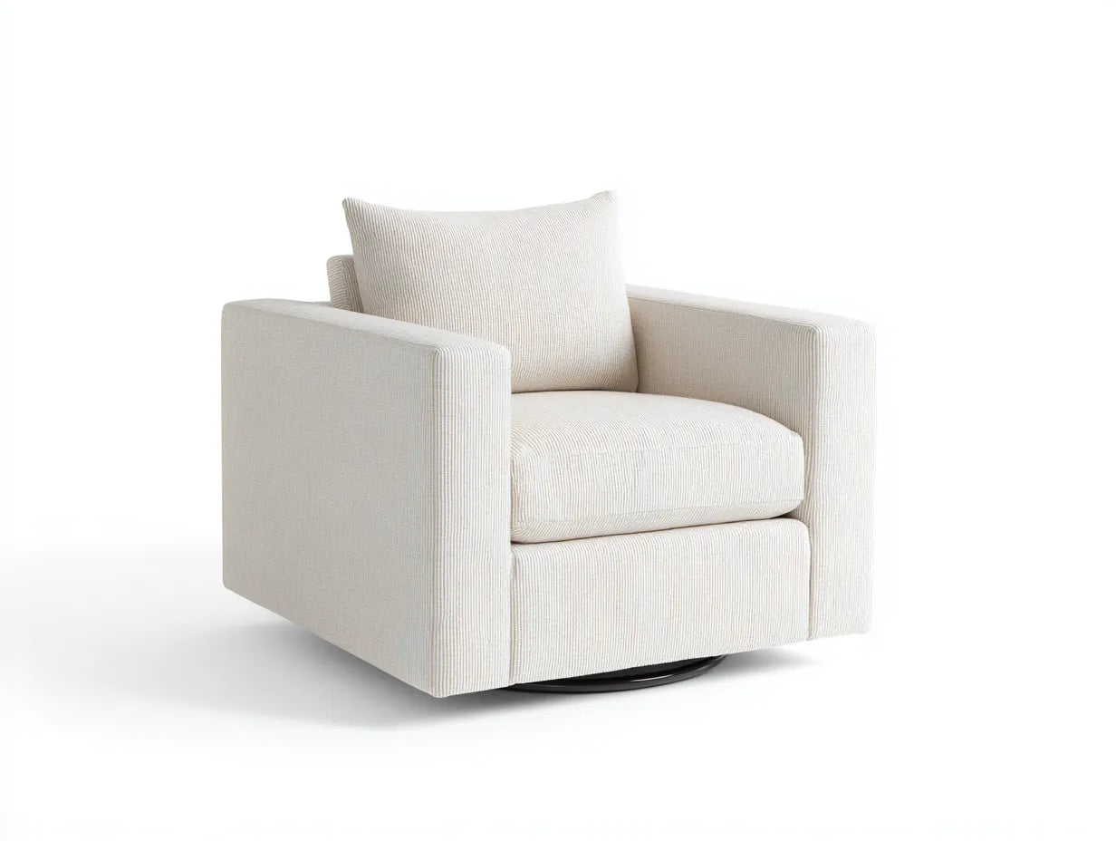 Sillón reclinable giratorio tapizado 88×90×89 cm - marfil - asiento amplio